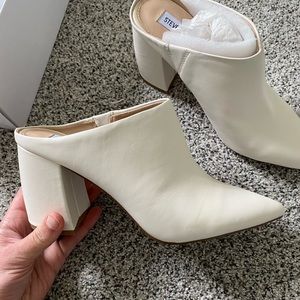 Steve Madden white leather heels